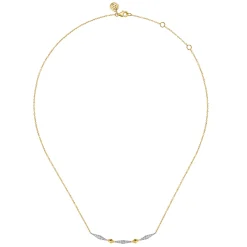 Outlet Gabriel & Co. 14K White And Yellow Gold Graduating Diamond Rhombus Shape Curved Bar Necklace