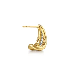 New Gabriel & Co. 14K White And Yellow Gold Graduating Diamond Huggie Earrings