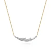 Online Gabriel & Co. 14K White And Yellow Gold Graduating Diamond Three Spike Curved Bar Necklace