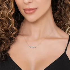 Online Gabriel & Co. 14K White And Yellow Gold Graduating Diamond Three Spike Curved Bar Necklace