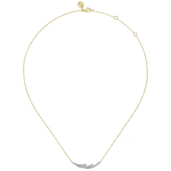 Online Gabriel & Co. 14K White And Yellow Gold Graduating Diamond Three Spike Curved Bar Necklace