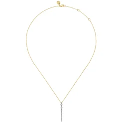 Hot Gabriel & Co. 14K White and Yellow Gold Graduating Diamond Buttercup Set Drop Necklace