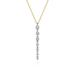 Hot Gabriel & Co. 14K White and Yellow Gold Graduating Diamond Buttercup Set Drop Necklace