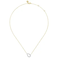 Discount Gabriel & Co. 14K White and Yellow Gold Graduating Diamond Pear Shape Pendant Necklace