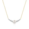 Discount Gabriel & Co. 14K White and Yellow Gold Graduating Diamond and Pearl Bar Necklace