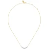 New Gabriel & Co. 14K White and Yellow Gold Graduating Diamond Curved Bar Necklace