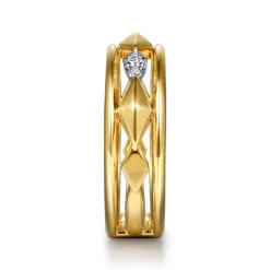 Hot Gabriel & Co. 14K White And Yellow Gold Graduating Diamond Rhombus Shape Easy Stackable Ring