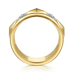 Hot Gabriel & Co. 14K White And Yellow Gold Graduating Diamond Rhombus Shape Easy Stackable Ring