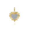 Clearance Gabriel & Co. 14K White and Yellow Gold 24mm Diamond Pave and Diamond Cut Finish Heart Medallion Pendant With Detachable Bail
