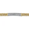 Best Gabriel & Co. 14K White and Yellow Gold 7mm Solid Cuban Link Chain Bracelet with Pave Diamond ID Plate