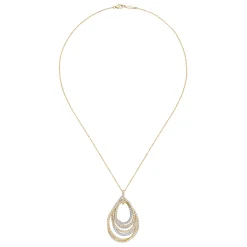 Sale Gabriel & Co. 18K White and Yellow Gold Multi Row Teardrop Diamond Pendant Necklace