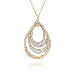 Sale Gabriel & Co. 18K White and Yellow Gold Multi Row Teardrop Diamond Pendant Necklace
