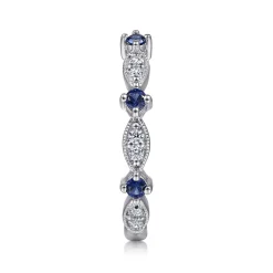 Sale Gabriel & Co. 14K White Gold Alternating Diamond Cluster Marquis and Sapphire Stackable Ring