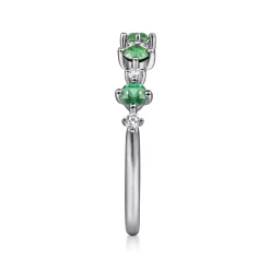Clearance Gabriel & Co. 14K White Gold Alternating Round Diamond and Emerald Ring
