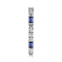 Clearance Gabriel & Co. 14K White Gold Alternating Sapphire Baguette and Diamond Ring