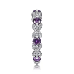 Gabriel & Co. 14K White Gold Amethyst and Diamond Stackable Ring
