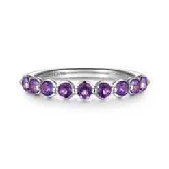 Discount Gabriel & Co. 14K White Gold Amethyst Stackable Ring