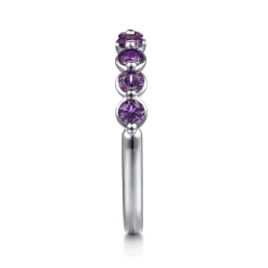 Discount Gabriel & Co. 14K White Gold Amethyst Stackable Ring