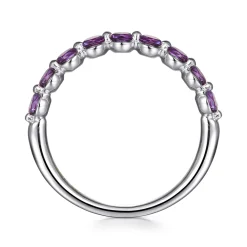 Discount Gabriel & Co. 14K White Gold Amethyst Stackable Ring