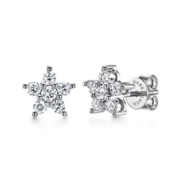 Best Gabriel & Co. 14K White Gold and Diamond Star Stud Earrings
