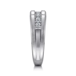 Clearance Gabriel & Co. 14K White Gold Angular Diamond Ring in Satin Finish