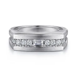 Clearance Gabriel & Co. 14K White Gold Angular Diamond Ring in Satin Finish