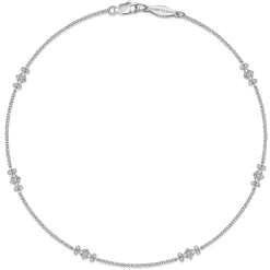 New Gabriel & Co. 14K White Gold Ankle Bracelet with Swirly Diamond Stations