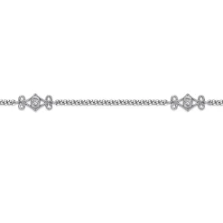 New Gabriel & Co. 14K White Gold Ankle Bracelet with Swirly Diamond Stations