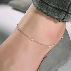 Sale Gabriel & Co. 14K White Gold Ankle Bracelet with Marquise Shaped Diamond Stations
