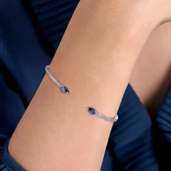 Outlet Gabriel & Co. 14K White Gold Arrow Sapphire and Diamond Cuff Bracelet