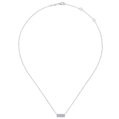 Outlet Gabriel & Co. 14K White Gold Baguette and Round Diamond Rectangle Pendant Necklace