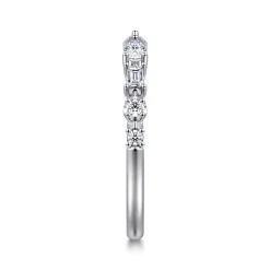 Hot Gabriel & Co. 14K White Gold Baguette and Round Open Diamond Band - 0.3 ct