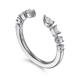 Hot Gabriel & Co. 14K White Gold Baguette and Round Open Diamond Band - 0.3 ct