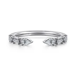 Hot Gabriel & Co. 14K White Gold Baguette and Round Open Diamond Band - 0.3 ct