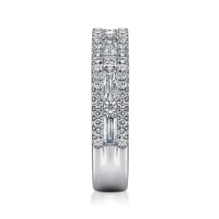 Hot Gabriel & Co. 14K White Gold Baguette and Round Diamond Anniversary Band - 0.9 ct