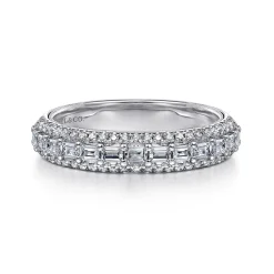 Hot Gabriel & Co. 14K White Gold Baguette and Round Diamond Anniversary Band - 0.55 ct
