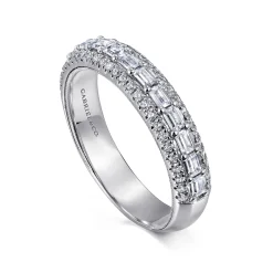 Hot Gabriel & Co. 14K White Gold Baguette and Round Diamond Anniversary Band - 0.55 ct