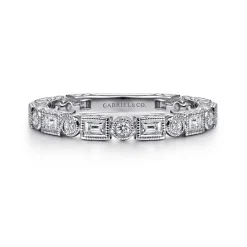 Online Gabriel & Co. 14K White Gold Baguette and Round Diamond Ring