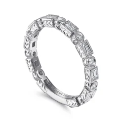 Online Gabriel & Co. 14K White Gold Baguette and Round Diamond Ring
