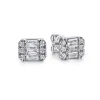 Clearance Gabriel & Co. 14K White Gold Baguette and Round Rectangular Diamond Earrings