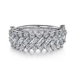 New Gabriel & Co. 18K White Gold Baguette Diamond Fashion Ring