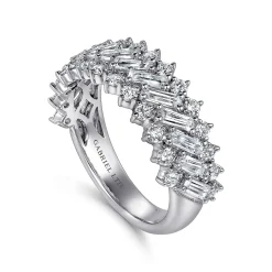 New Gabriel & Co. 18K White Gold Baguette Diamond Fashion Ring