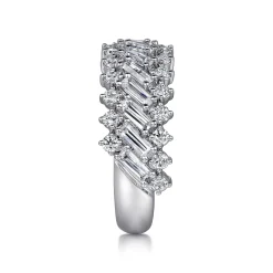 New Gabriel & Co. 18K White Gold Baguette Diamond Fashion Ring