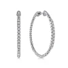 Clearance Gabriel & Co. 14K White Gold Beaded 40mm Classic Diamond Hoop Earrings