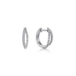 Hot Gabriel & Co. 14K White Gold Beaded 15mm Diamond Huggies