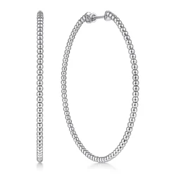 Best Gabriel & Co. 14K White Gold Beaded 60mm Round Classic Hoop Earrings