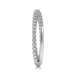 Discount Gabriel & Co. 14K White Gold Beaded Pave Diamond Criss Cross Ring