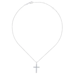 Clearance Gabriel & Co. 14K White Gold Beveled Diamond Cross Pendant Necklace