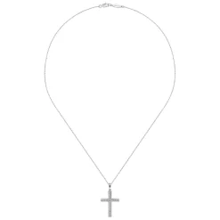 Online Gabriel & Co. 14K White Gold Beveled Pave Diamond Cross Necklace