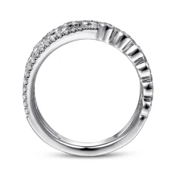 Hot Gabriel & Co. 14K White Gold Bezel and Prong Set Criss Cross Diamond Ring